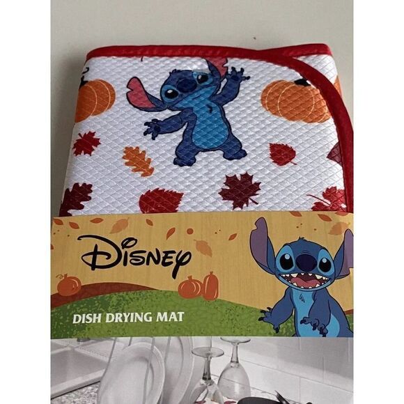 Disney Stitch Dish Drying Mat 18" x 16" Autumn Fall Leaves Pumpkin Thanksgiving - Picture 4 of 11